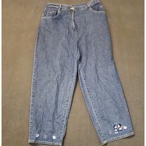 Disney Store Jeans Womens Size Large Mickey Minnie Embroidered Cotton Straight